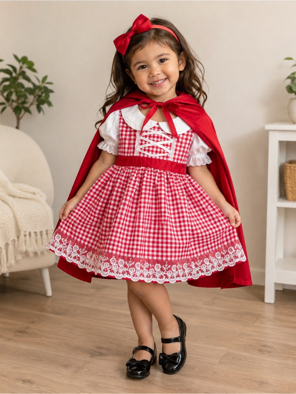 Little Red Riding Hood Costume 4-Piece Set Girls Size 3-4T + Shoes